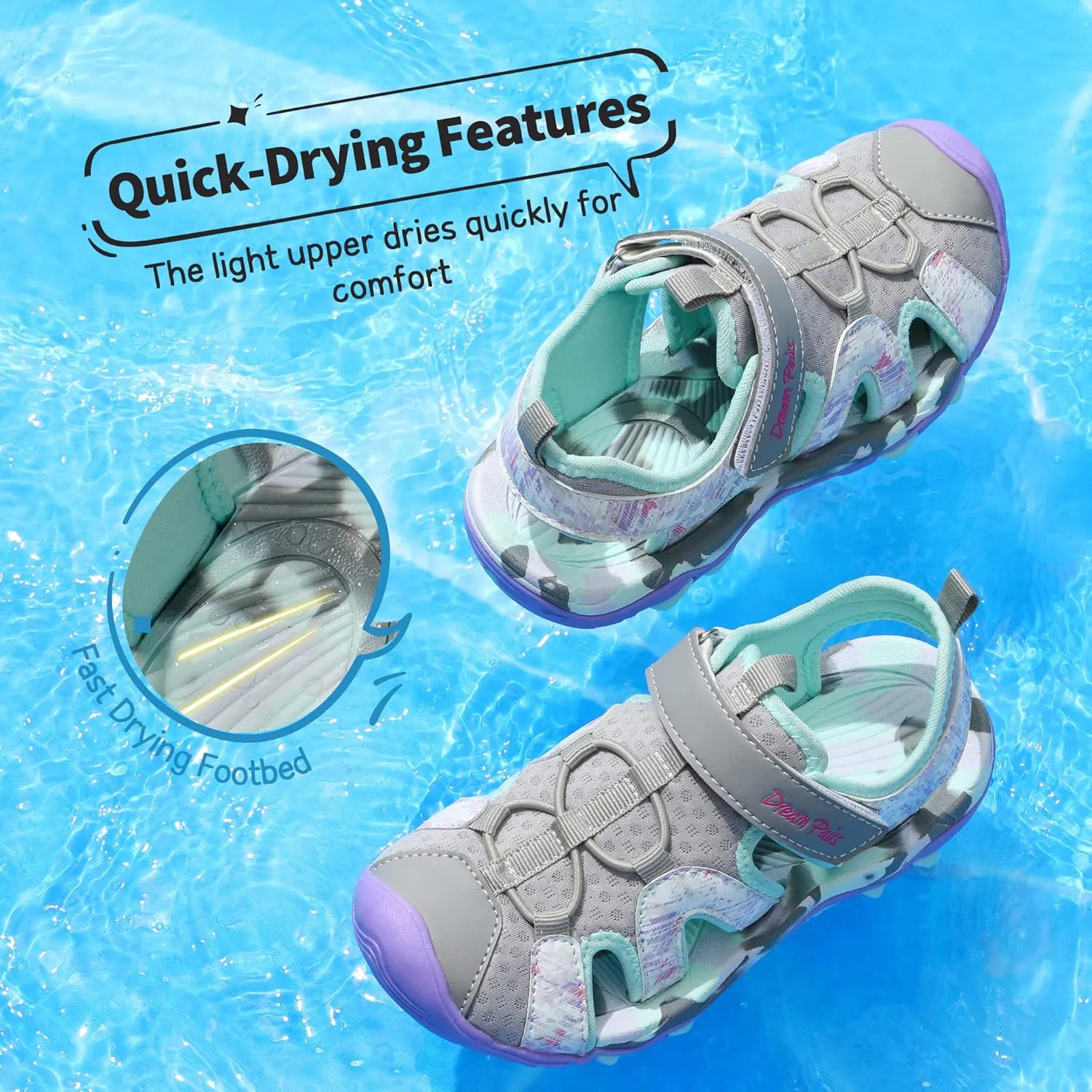 DREAM PAIRS Boys Girls Summer Outdoor Athletic Sport Sandals for Little/Big Kid