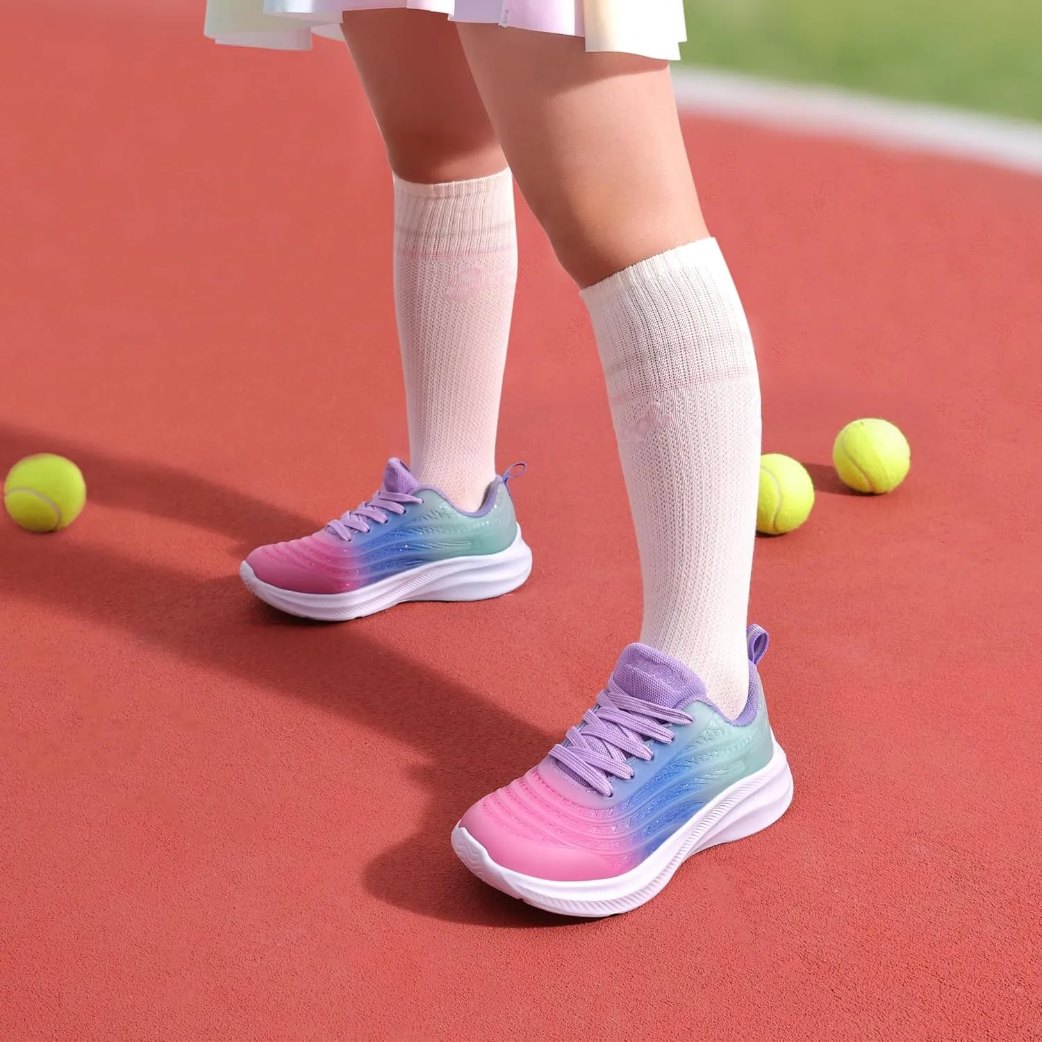 DREAM PAIRS Girls Boys Shoes Kids Tennis Sparkle Glitter Lace up Athletic Running Sneakers