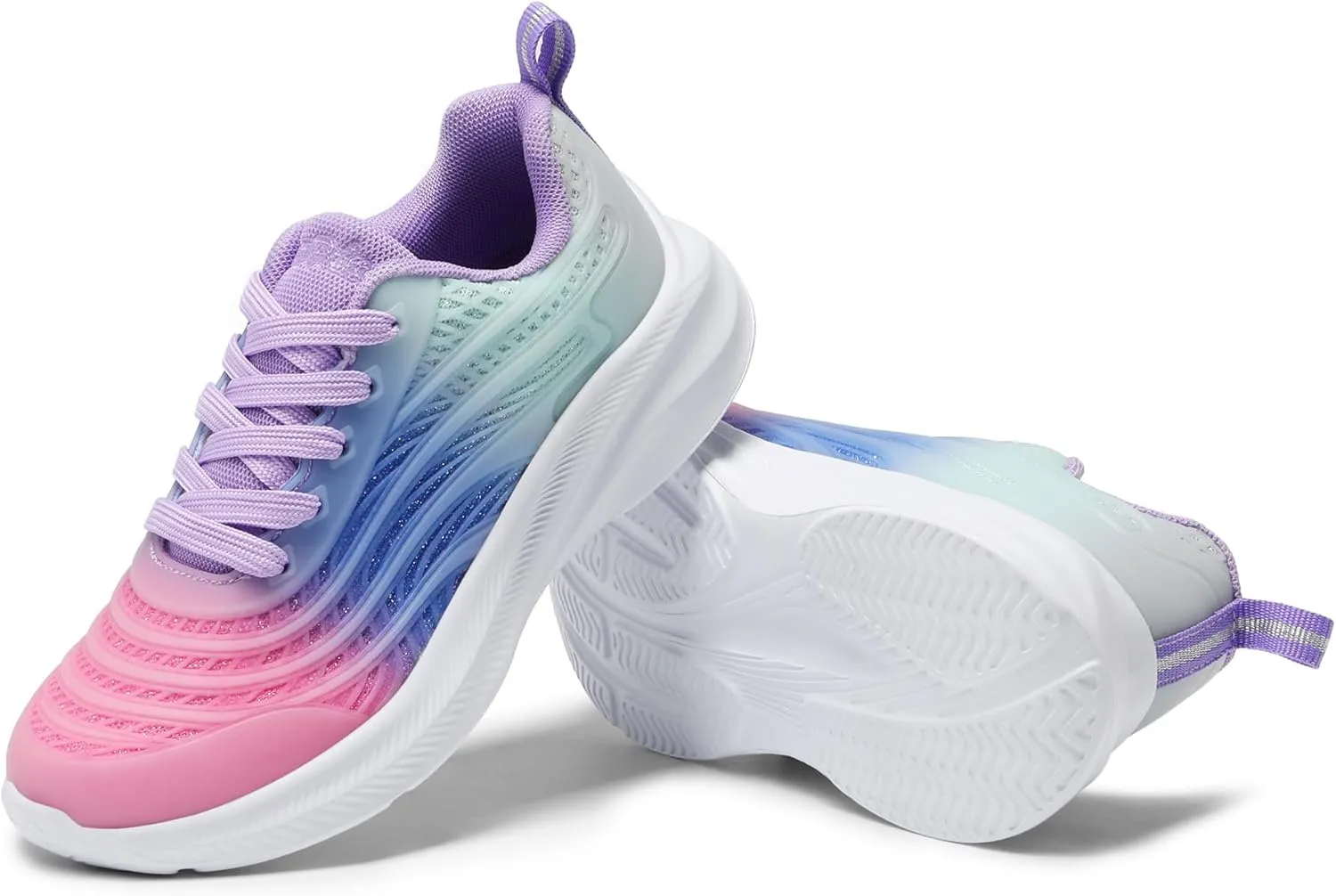 DREAM PAIRS Girls Boys Shoes Kids Tennis Sparkle Glitter Lace up Athletic Running Sneakers