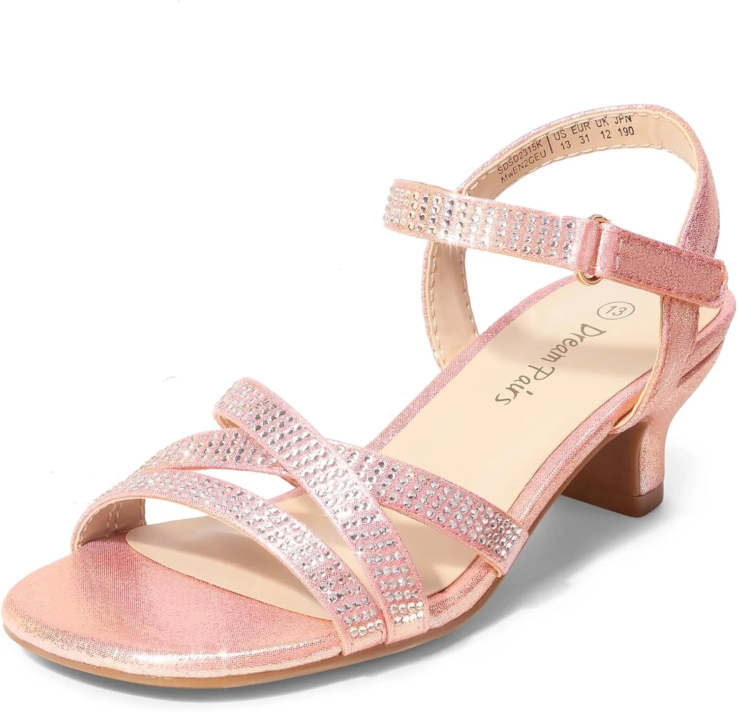 DREAM PAIRS Girls Sandals Low Heel Dress Open Toe Sandals Flower Wedding Party for Little Kid/Big Kid
