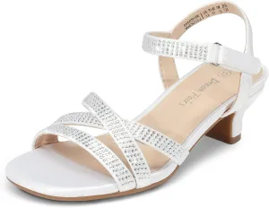DREAM PAIRS Girls Sandals Low Heel Dress Open Toe Sandals Flower Wedding Party for Little Kid/Big Kid