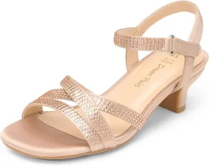 DREAM PAIRS Girls Sandals Low Heel Dress Open Toe Sandals Flower Wedding Party for Little Kid/Big Kid