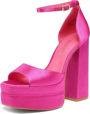 DREAM PAIRS High Heels Chunky Block Platform Heels for Women Ankle Strap Sexy Open Square Toe Heels Dressy Pumps Sandals