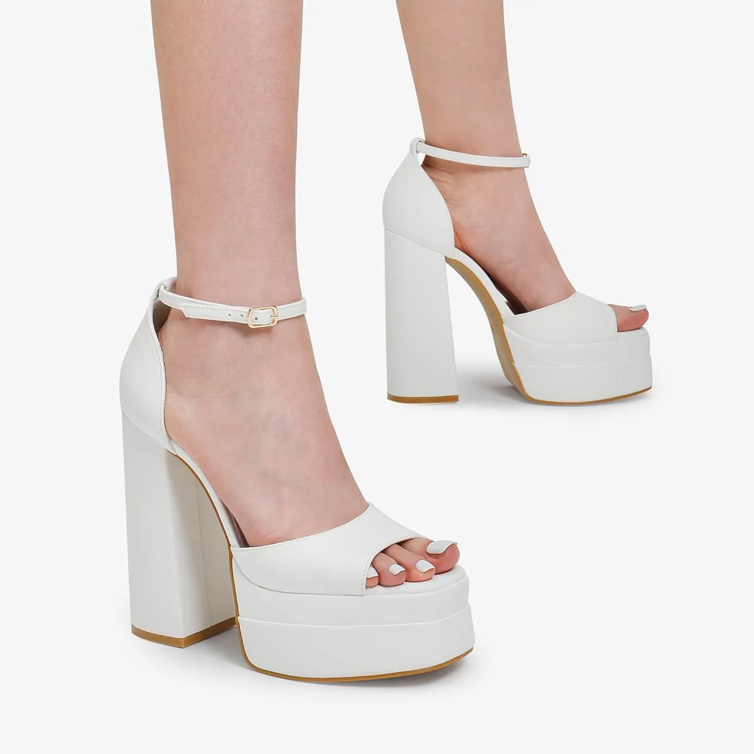 DREAM PAIRS High Heels Chunky Block Platform Heels for Women Ankle Strap Sexy Open Square Toe Heels Dressy Pumps Sandals