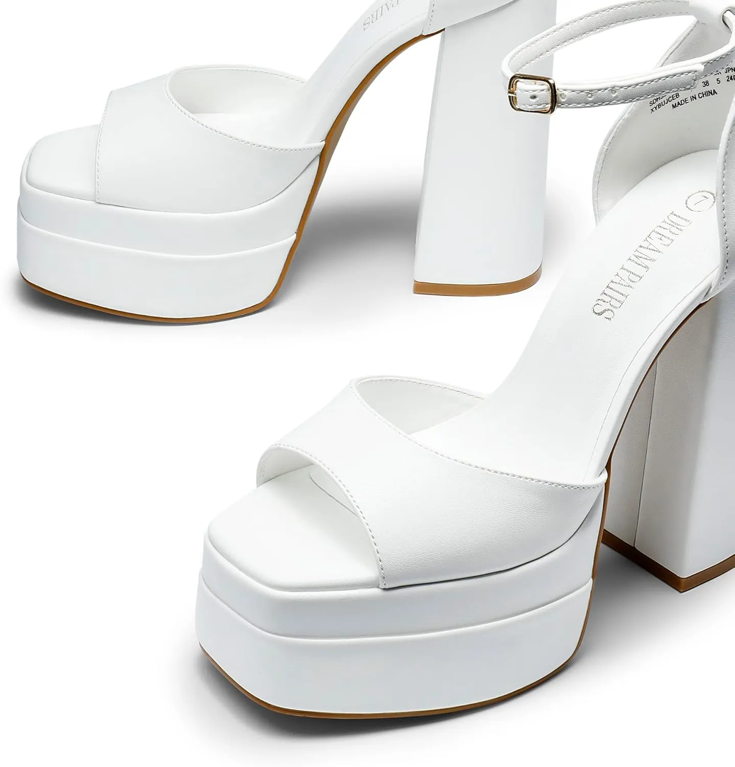 DREAM PAIRS High Heels Chunky Block Platform Heels for Women Ankle Strap Sexy Open Square Toe Heels Dressy Pumps Sandals