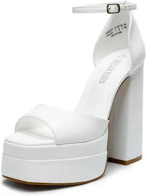 DREAM PAIRS High Heels Chunky Block Platform Heels for Women Ankle Strap Sexy Open Square Toe Heels Dressy Pumps Sandals