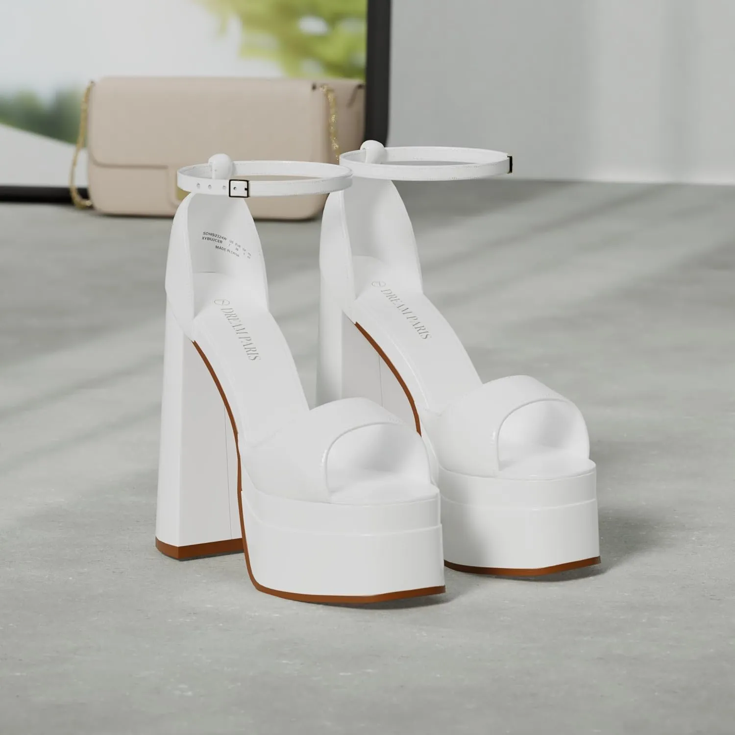 DREAM PAIRS High Heels Chunky Block Platform Heels for Women Ankle Strap Sexy Open Square Toe Heels Dressy Pumps Sandals
