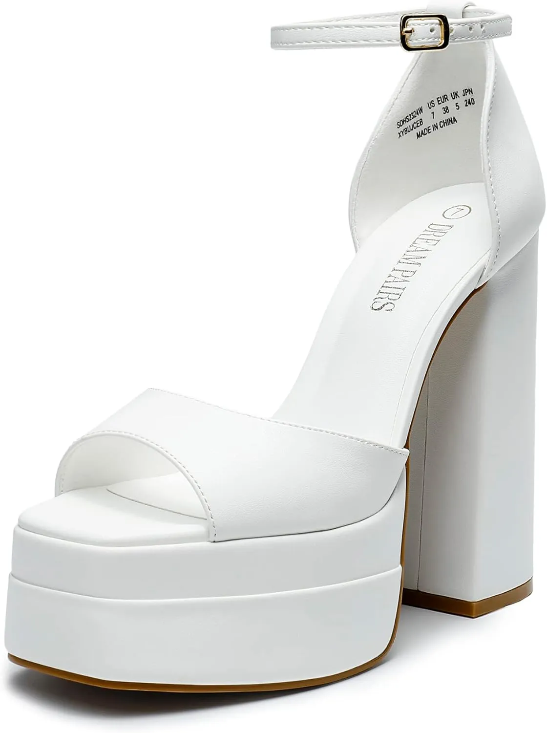 DREAM PAIRS High Heels Chunky Block Platform Heels for Women Ankle Strap Sexy Open Square Toe Heels Dressy Pumps Sandals