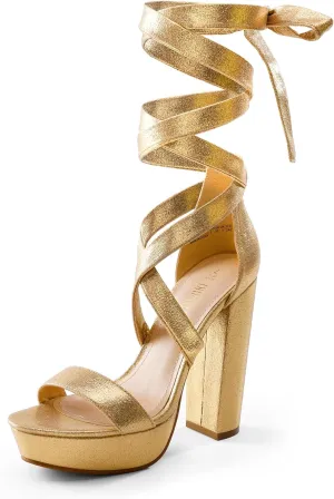 DREAM PAIRS High Heels Chunky Block Platform Heels for Women Strappy Gladiator Sexy Open Toe Heels Dressy Pumps Sandals