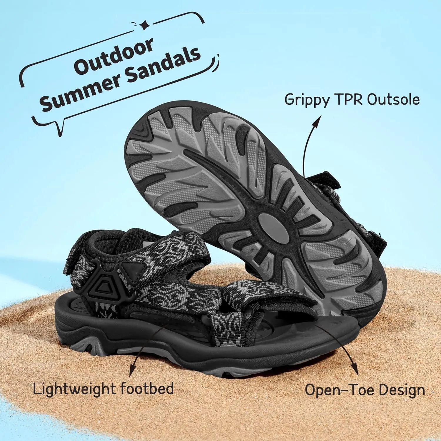 DREAM PAIRS Kids Adventurous Light-Weight Adjustable Straps Summer Sandals (Toddler/Little Kid/Big Kid)