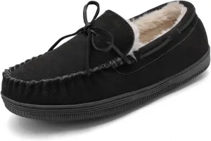 DREAM PAIRS Men's Moccasin Slippers Fuzzy Plush House Shoes Indoor Outdoor Fleece Lining Loafers