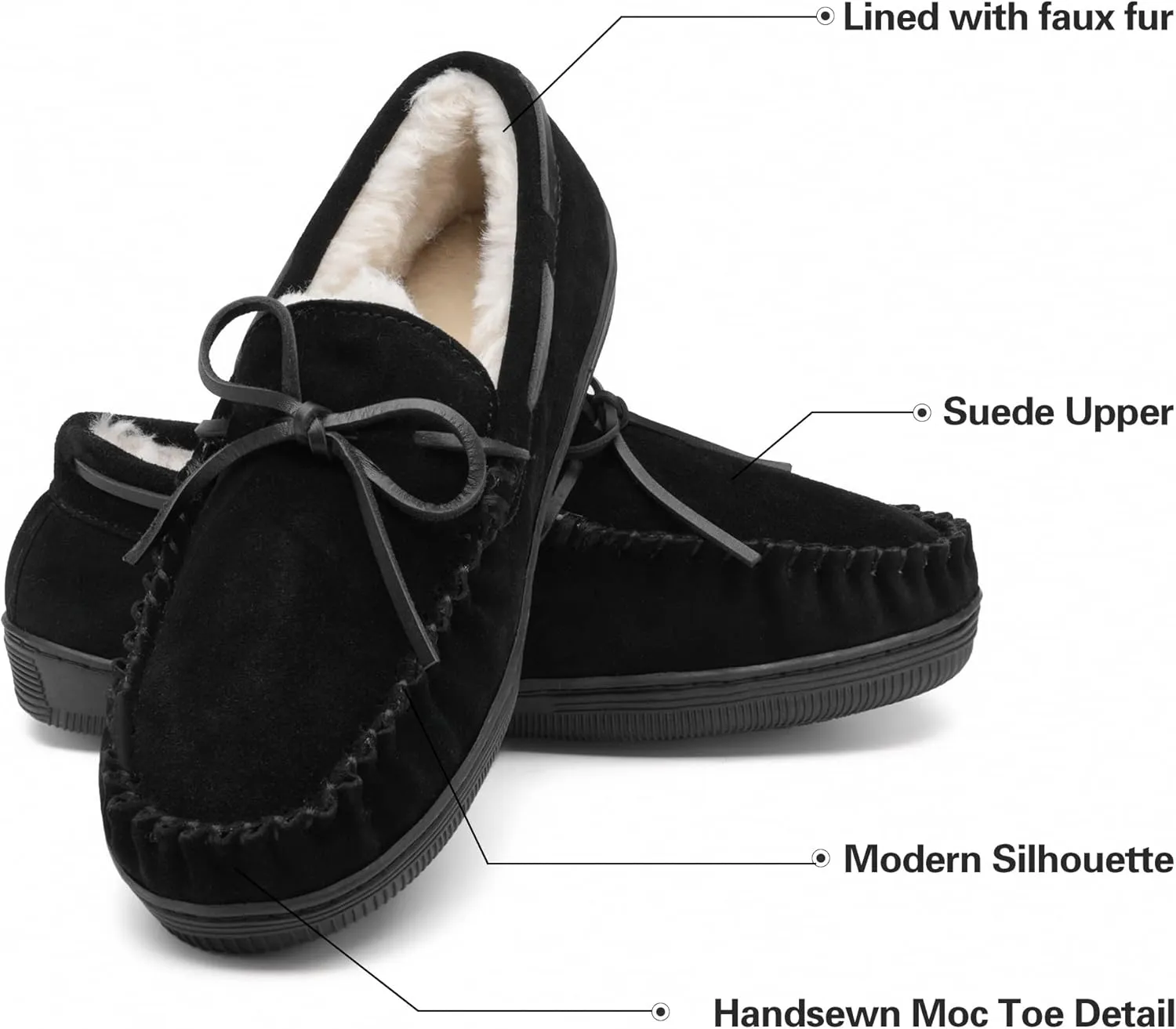 DREAM PAIRS Men's Moccasin Slippers Fuzzy Plush House Shoes Indoor Outdoor Fleece Lining Loafers
