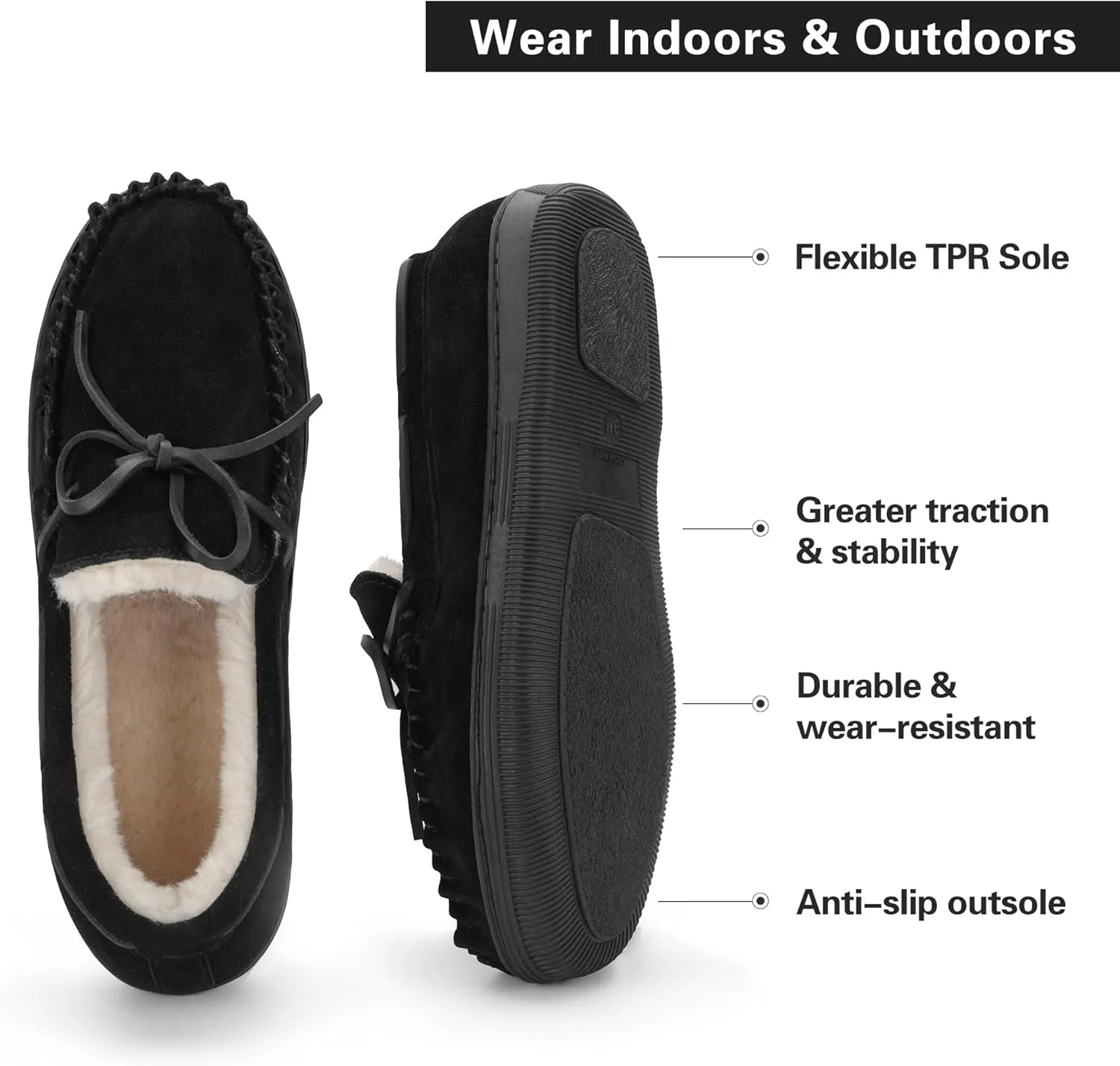 DREAM PAIRS Men's Moccasin Slippers Fuzzy Plush House Shoes Indoor Outdoor Fleece Lining Loafers