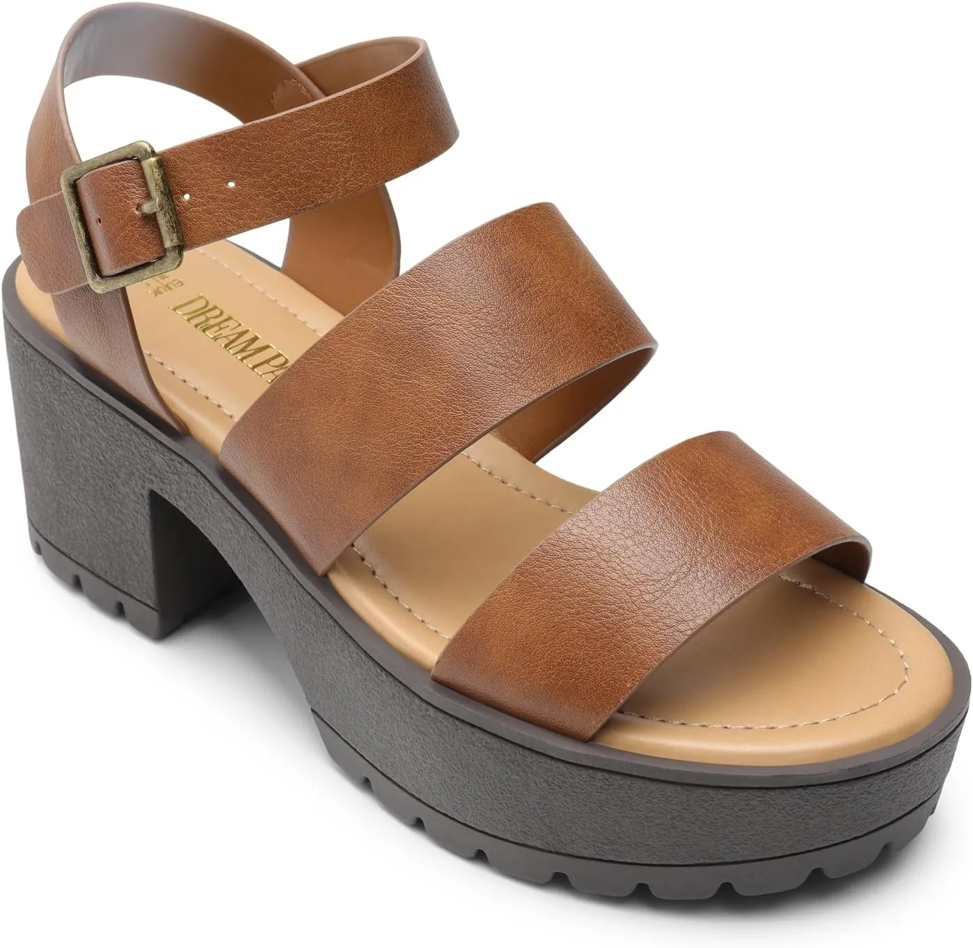 DREAM PAIRS Platform Heels for Women Lightweight Chunky Open Toe Stylish Comfortable Fisherman Sandals with Adjustable Ankle Strap
