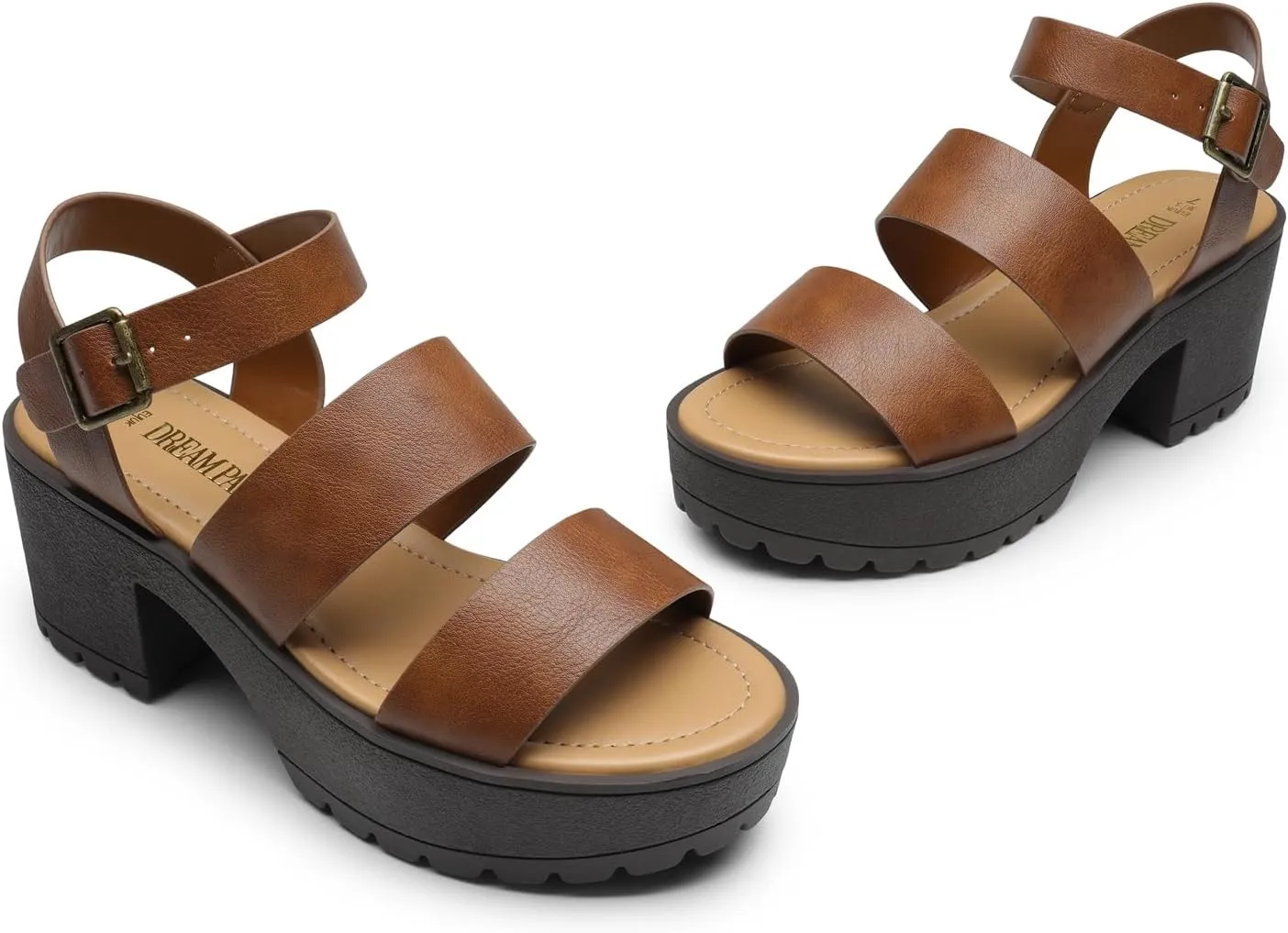 DREAM PAIRS Platform Heels for Women Lightweight Chunky Open Toe Stylish Comfortable Fisherman Sandals with Adjustable Ankle Strap