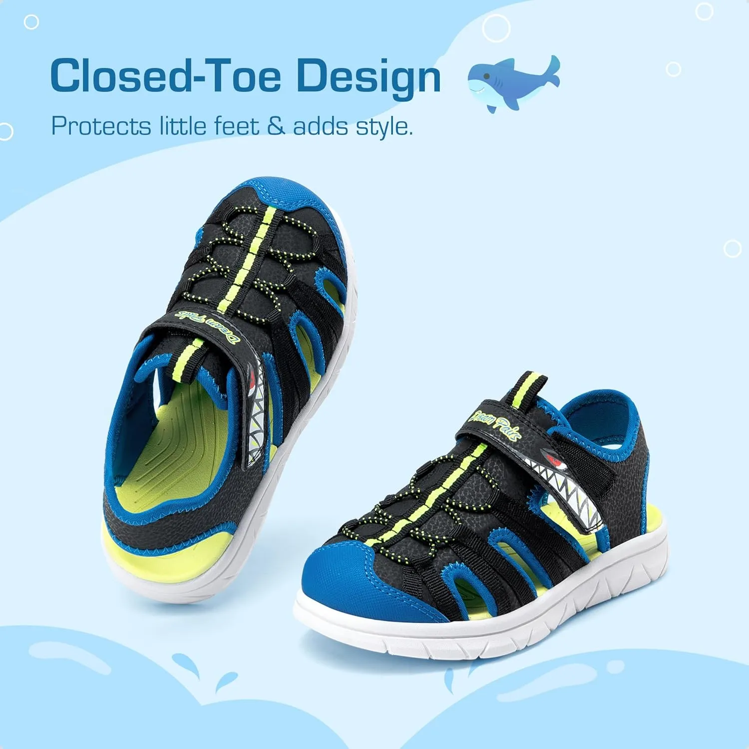 DREAM PAIRS Toddler Boys Girls Sport Sandals Cute Breathable Lightweight Outdoor Play Casual Closed Toe Hook and Loop for Toddlers & Little Kids