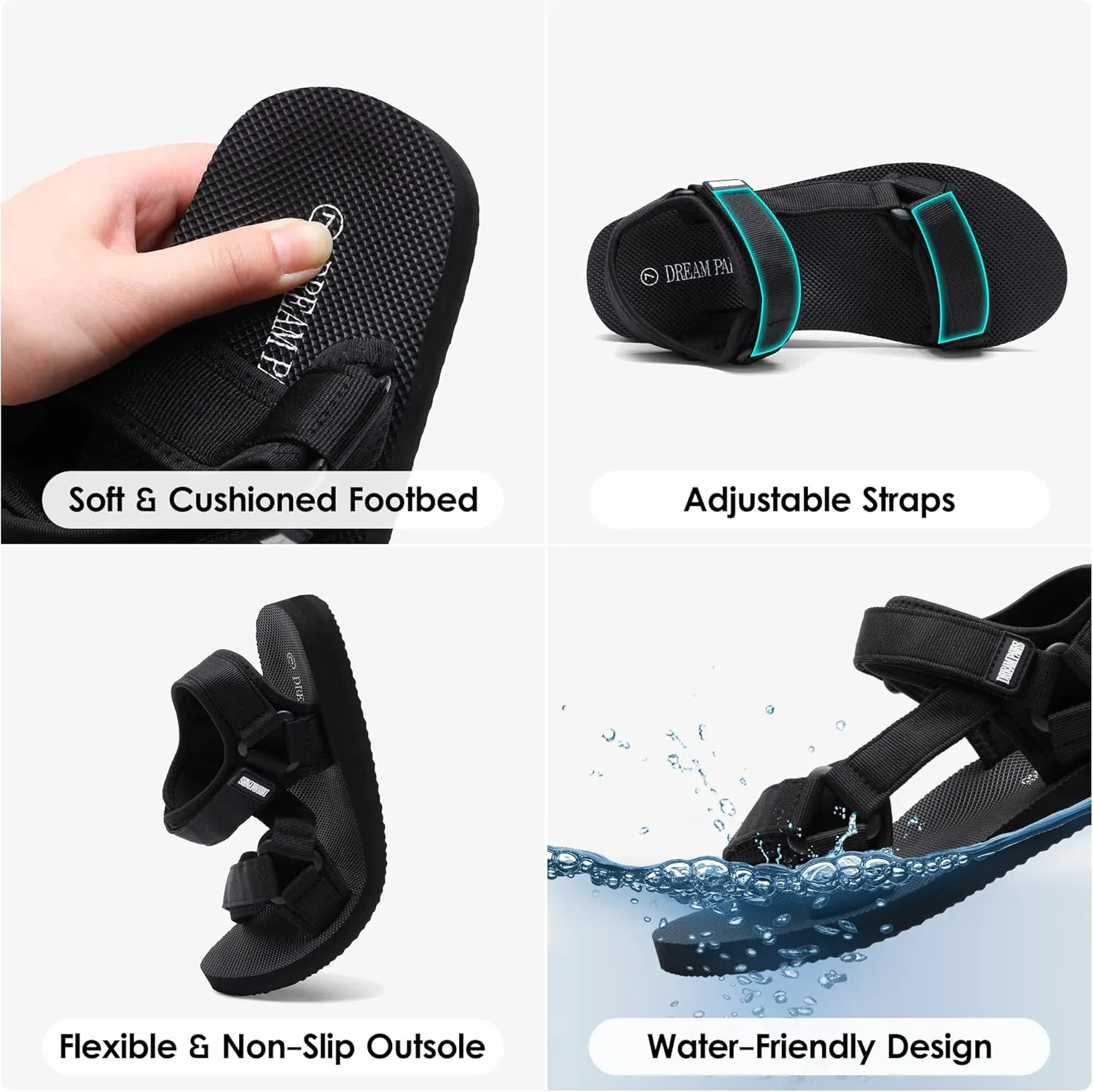 DREAM PAIRS Walking Sandals Women, Quick-Drying Light Weight Sport Hiking Sandals with Soft EVA Midsole for Beach Athletic Outdoor Summer Water Shoes