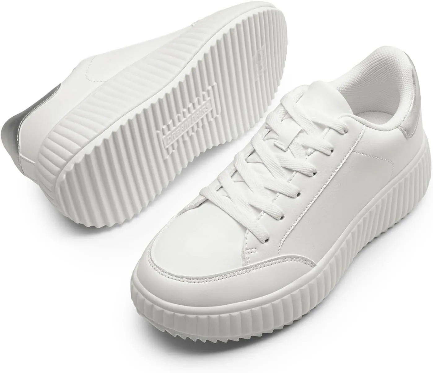 DREAM PAIRS Women Platform Chunky Lightweight Comfortable Casual Faux Leather Lace-Up Dee Walking Fashion Sneakers