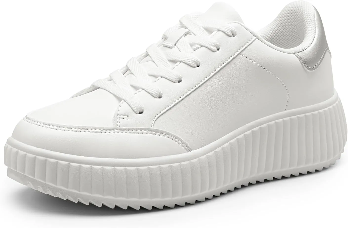 DREAM PAIRS Women Platform Chunky Lightweight Comfortable Casual Faux Leather Lace-Up Dee Walking Fashion Sneakers