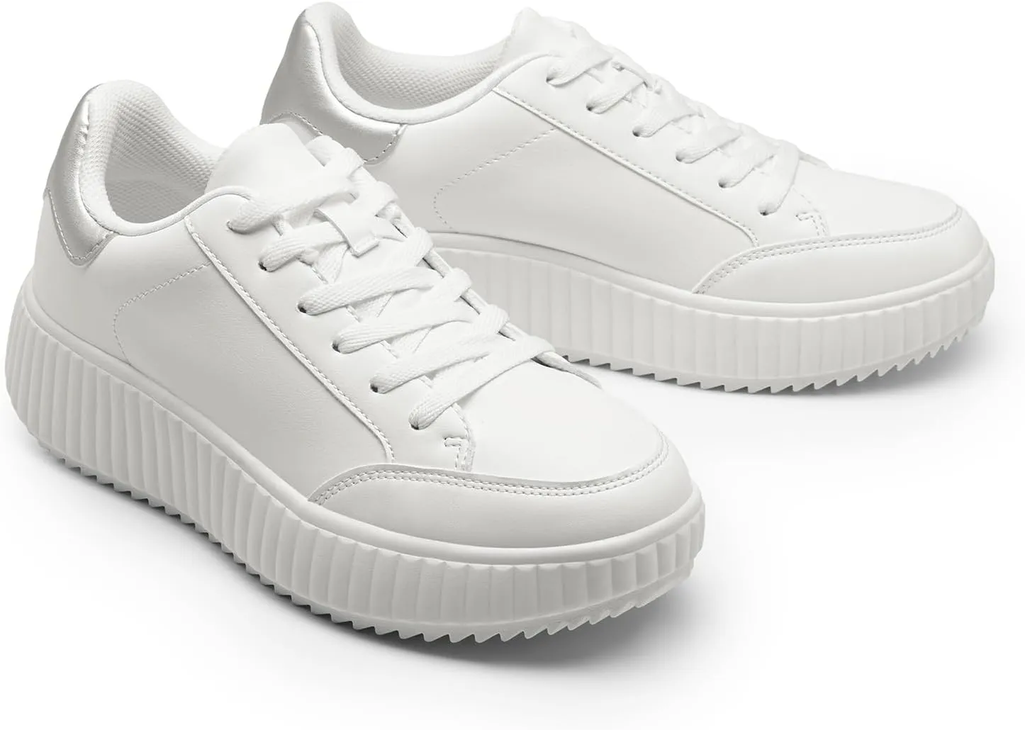 DREAM PAIRS Women Platform Chunky Lightweight Comfortable Casual Faux Leather Lace-Up Dee Walking Fashion Sneakers