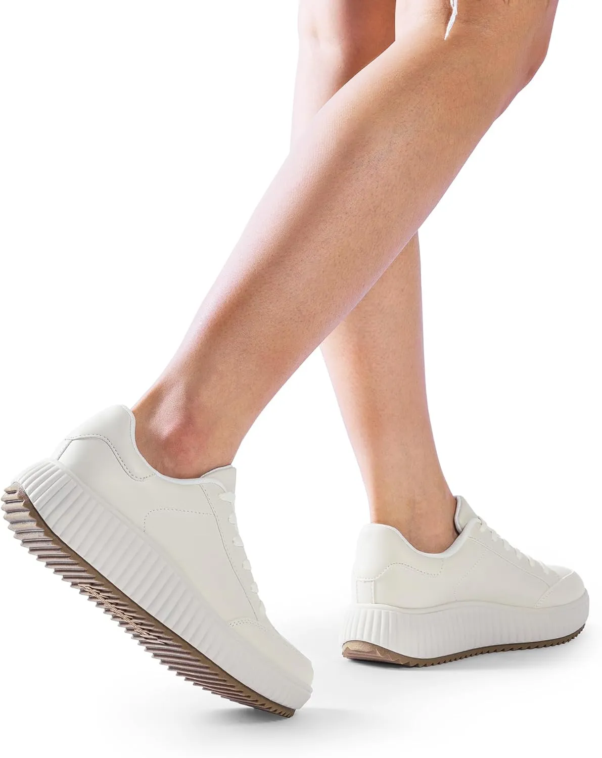 DREAM PAIRS Women Platform Chunky Lightweight Comfortable Casual Faux Leather Lace-Up Dee Walking Fashion Sneakers
