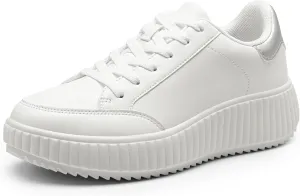 DREAM PAIRS Women Platform Chunky Lightweight Comfortable Casual Faux Leather Lace-Up Dee Walking Fashion Sneakers