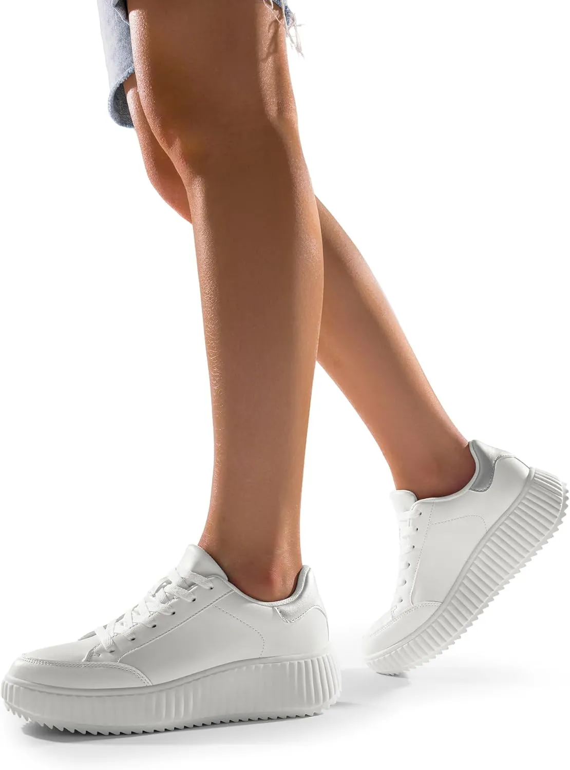 DREAM PAIRS Women Platform Chunky Lightweight Comfortable Casual Faux Leather Lace-Up Dee Walking Fashion Sneakers