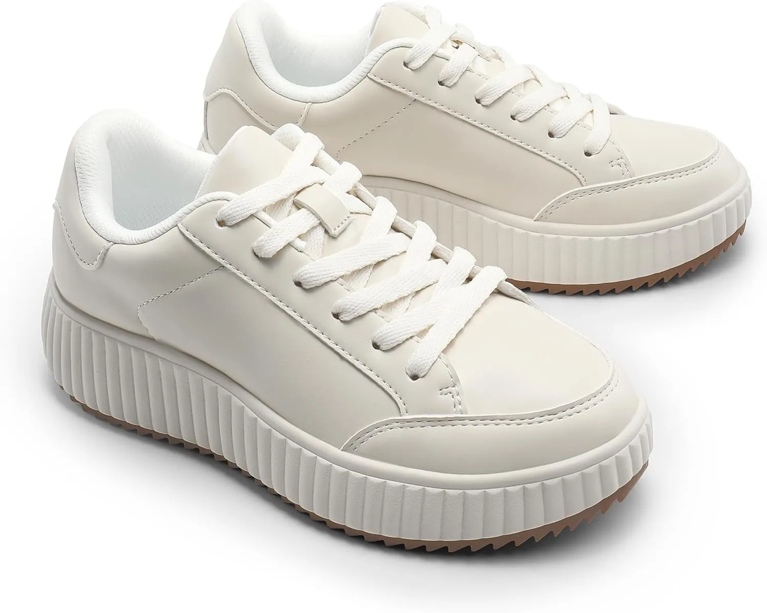 DREAM PAIRS Women Platform Chunky Lightweight Comfortable Casual Faux Leather Lace-Up Dee Walking Fashion Sneakers