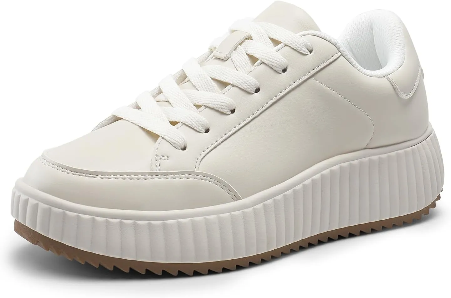 DREAM PAIRS Women Platform Chunky Lightweight Comfortable Casual Faux Leather Lace-Up Dee Walking Fashion Sneakers