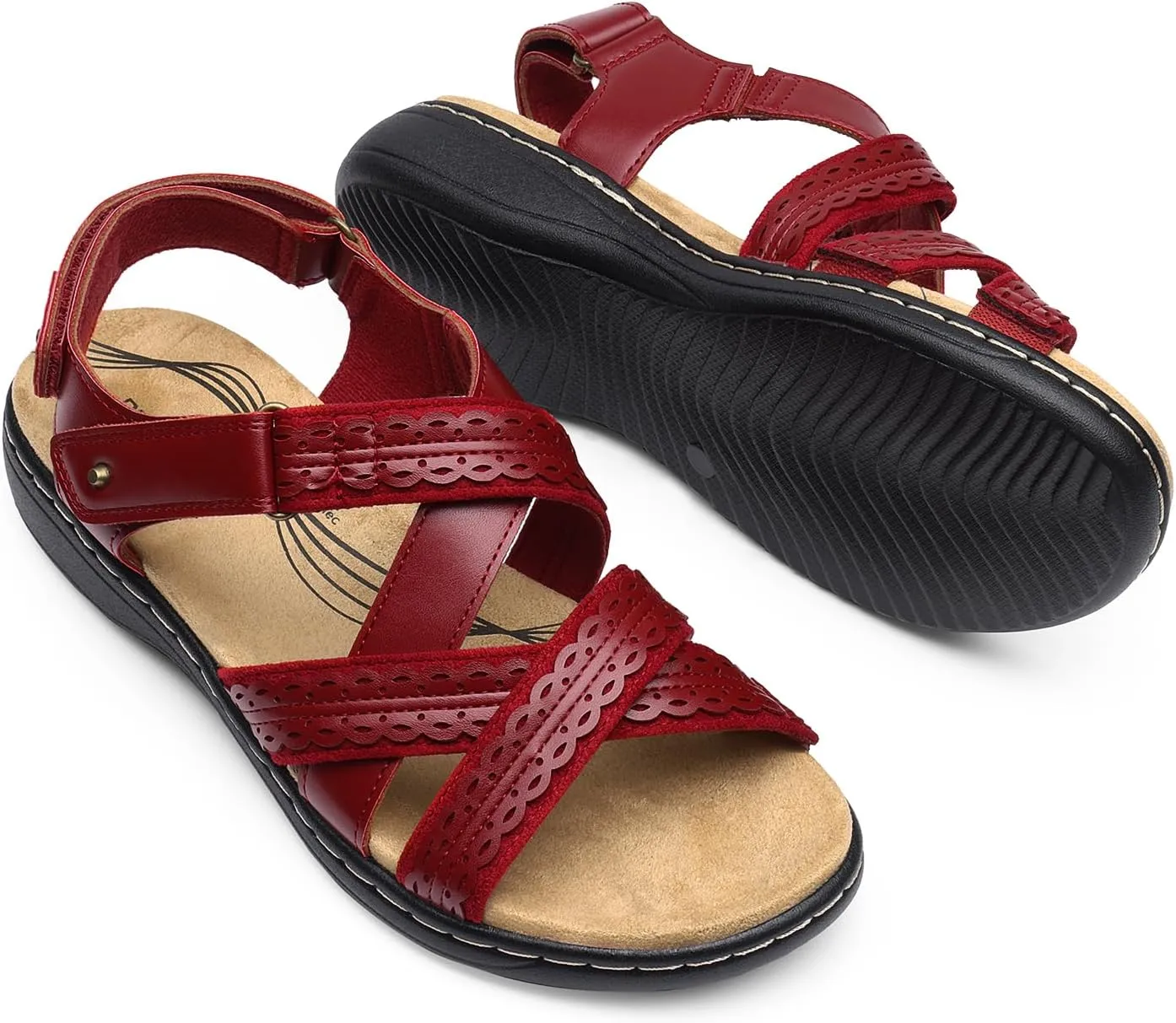 DREAM PAIRS Women's Arch Support Sandals Comfortable Open Toe Dress Flats Walking Sandals for Summer