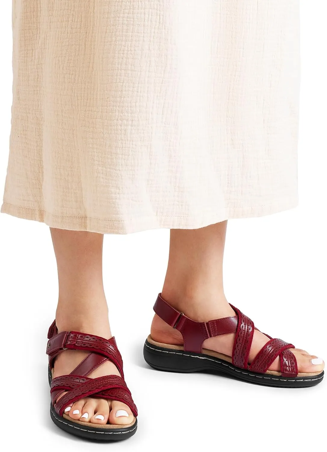 DREAM PAIRS Women's Arch Support Sandals Comfortable Open Toe Dress Flats Walking Sandals for Summer