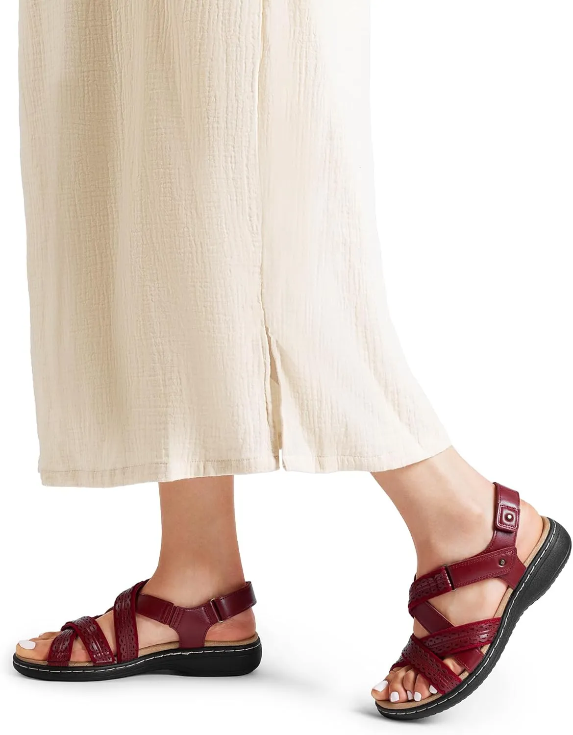 DREAM PAIRS Women's Arch Support Sandals Comfortable Open Toe Dress Flats Walking Sandals for Summer