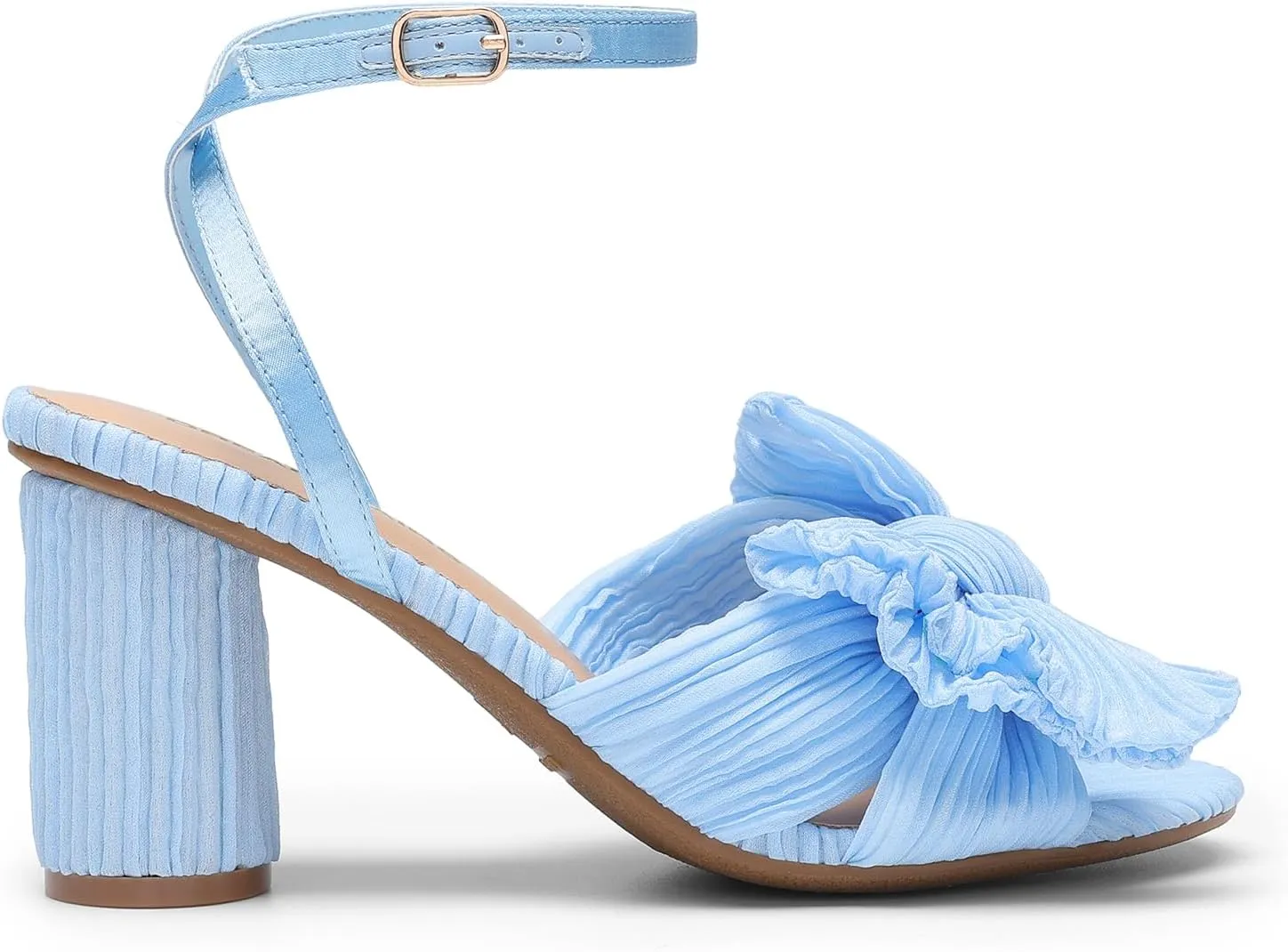 DREAM PAIRS Women's Bow Knot Heeled Sandals Low Chunky Heels Open Toe Ankle Strap Slingback Dress Shoes for Wedding Bridal Party