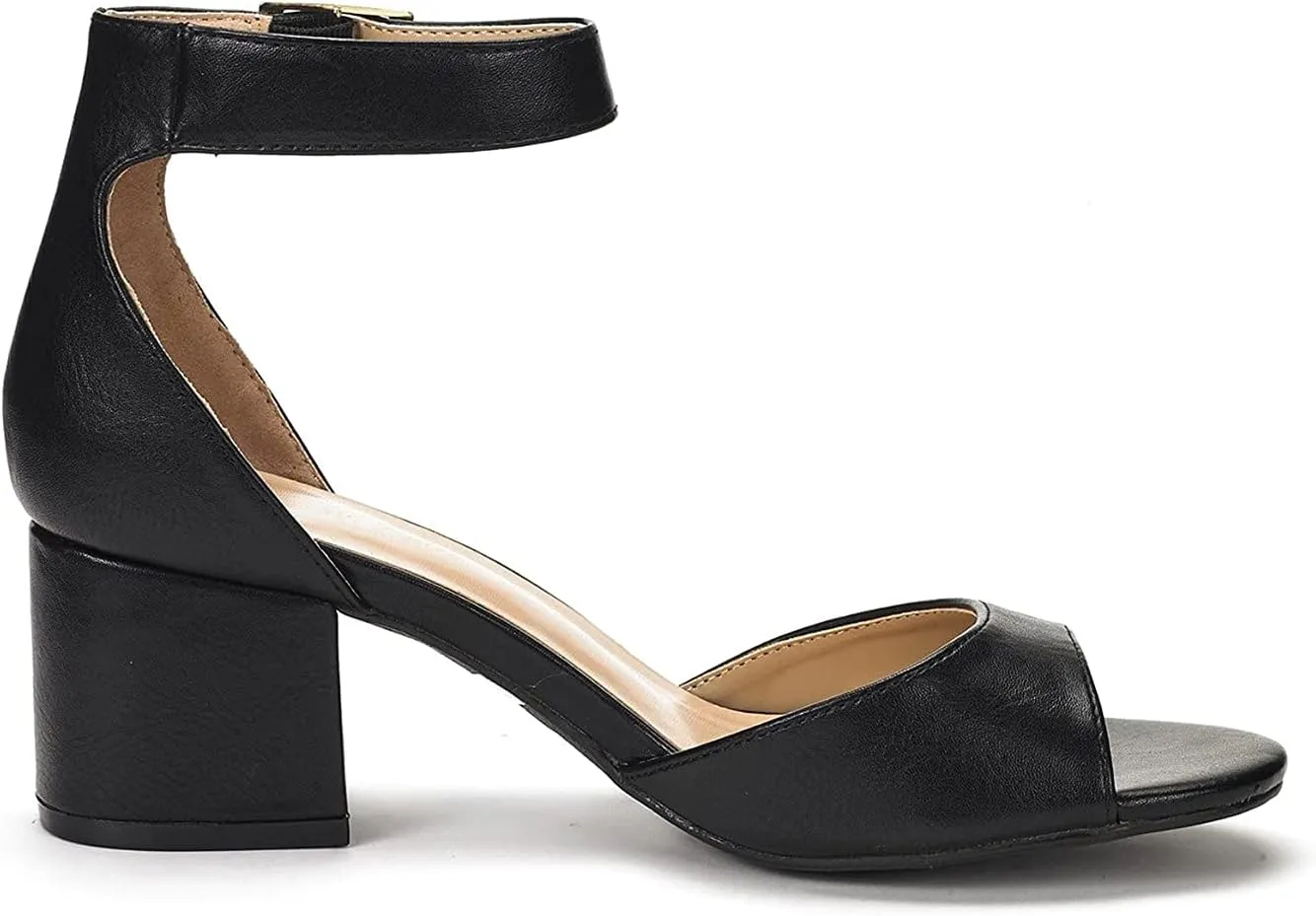 DREAM PAIRS Womens Chunkle Low Heel Pump Ankle Strap Dress Sandal