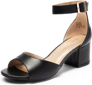 DREAM PAIRS Womens Chunkle Low Heel Pump Ankle Strap Dress Sandal