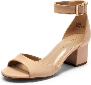 DREAM PAIRS Womens Chunkle Low Heel Pump Ankle Strap Dress Sandal
