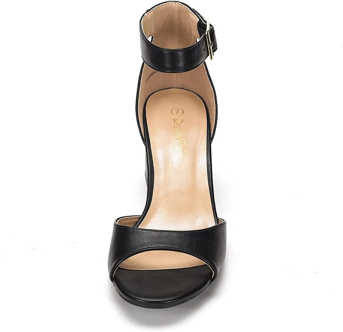 DREAM PAIRS Womens Chunkle Low Heel Pump Ankle Strap Dress Sandal