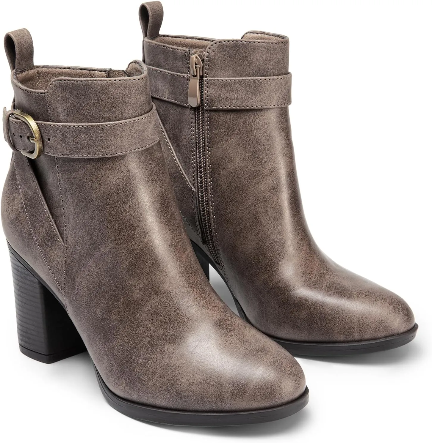 DREAM PAIRS Women's Chunky High Heel Ankle Boots Round Toe Fall Short Booties Shoes