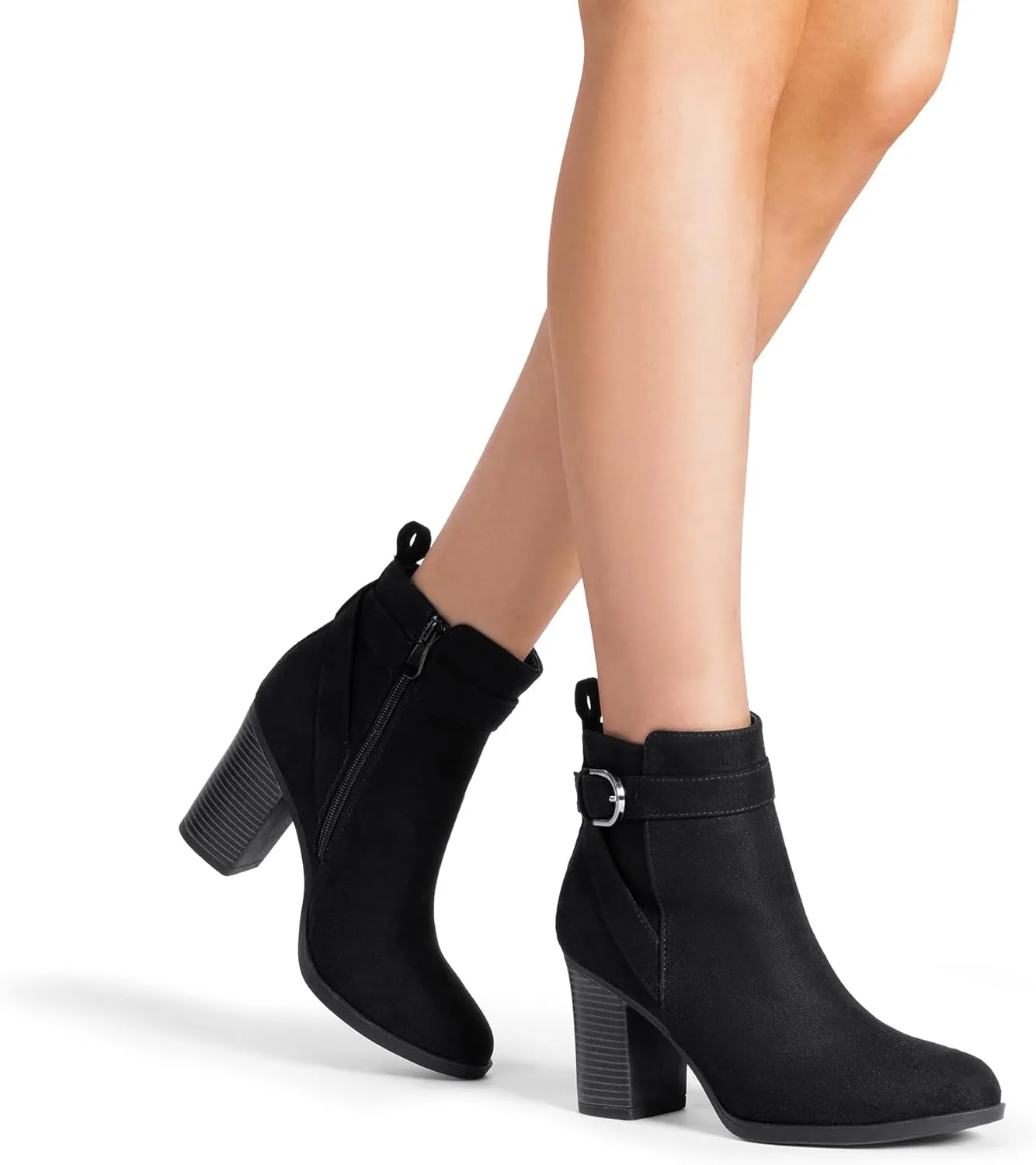 DREAM PAIRS Women's Chunky High Heel Ankle Boots Round Toe Fall Short Booties Shoes