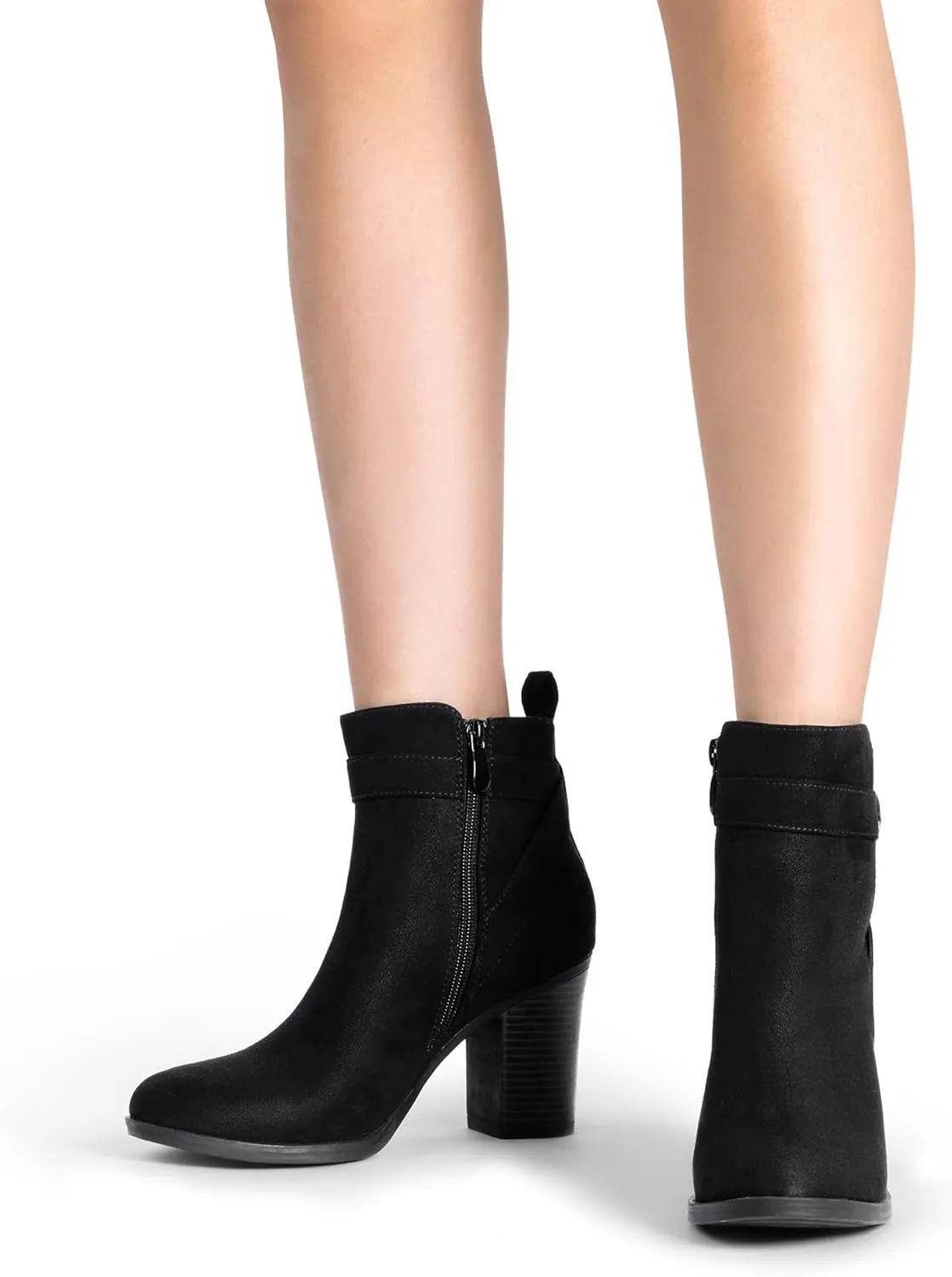 DREAM PAIRS Women's Chunky High Heel Ankle Boots Round Toe Fall Short Booties Shoes