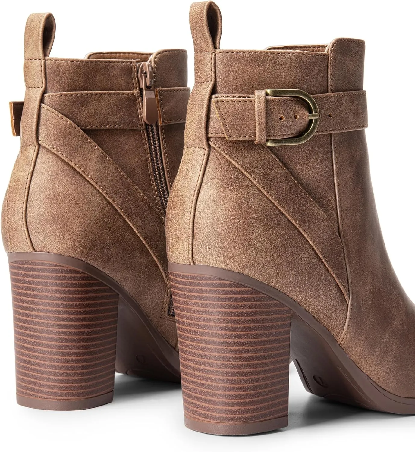 DREAM PAIRS Women's Chunky High Heel Ankle Boots Round Toe Fall Short Booties Shoes