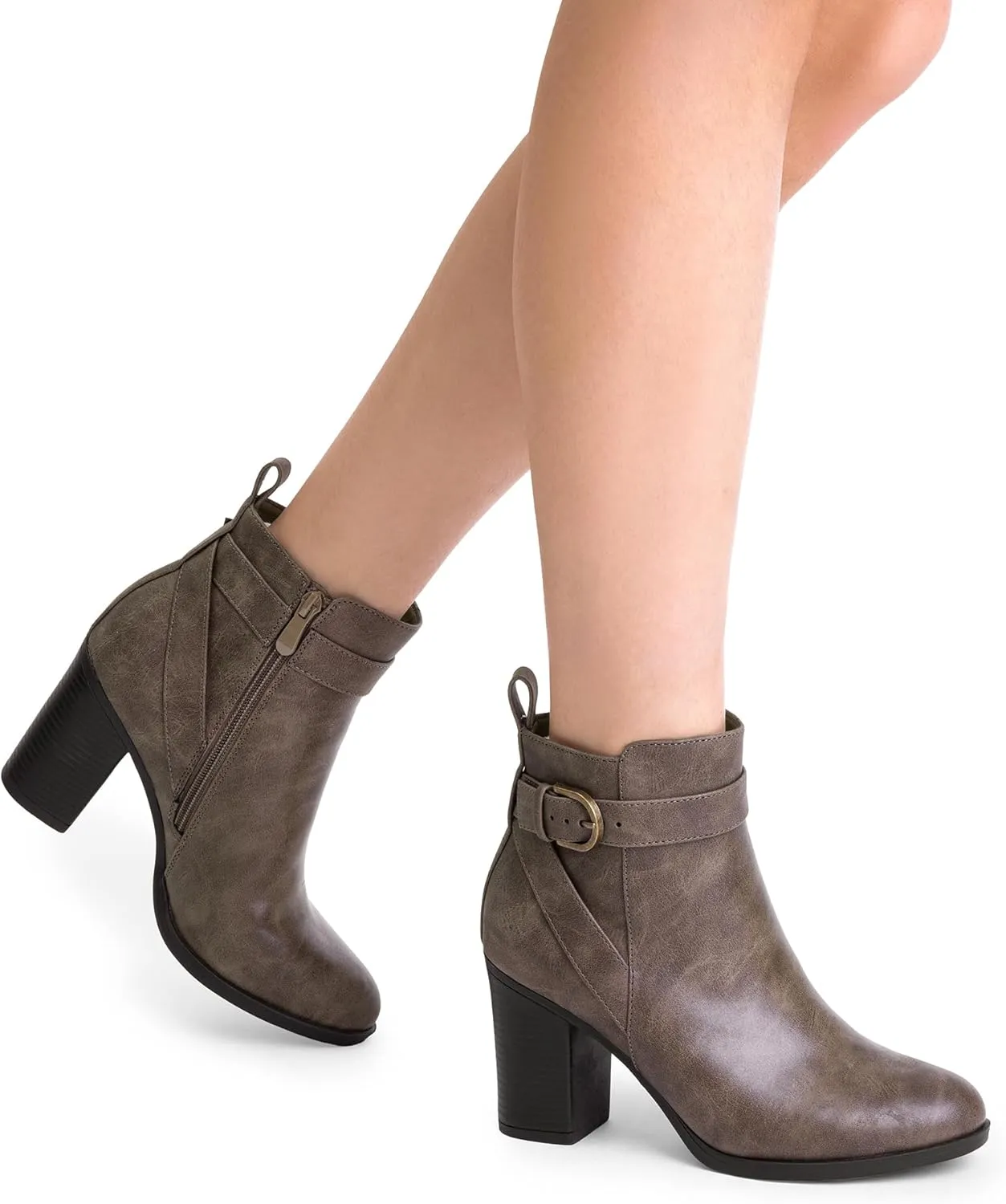 DREAM PAIRS Women's Chunky High Heel Ankle Boots Round Toe Fall Short Booties Shoes