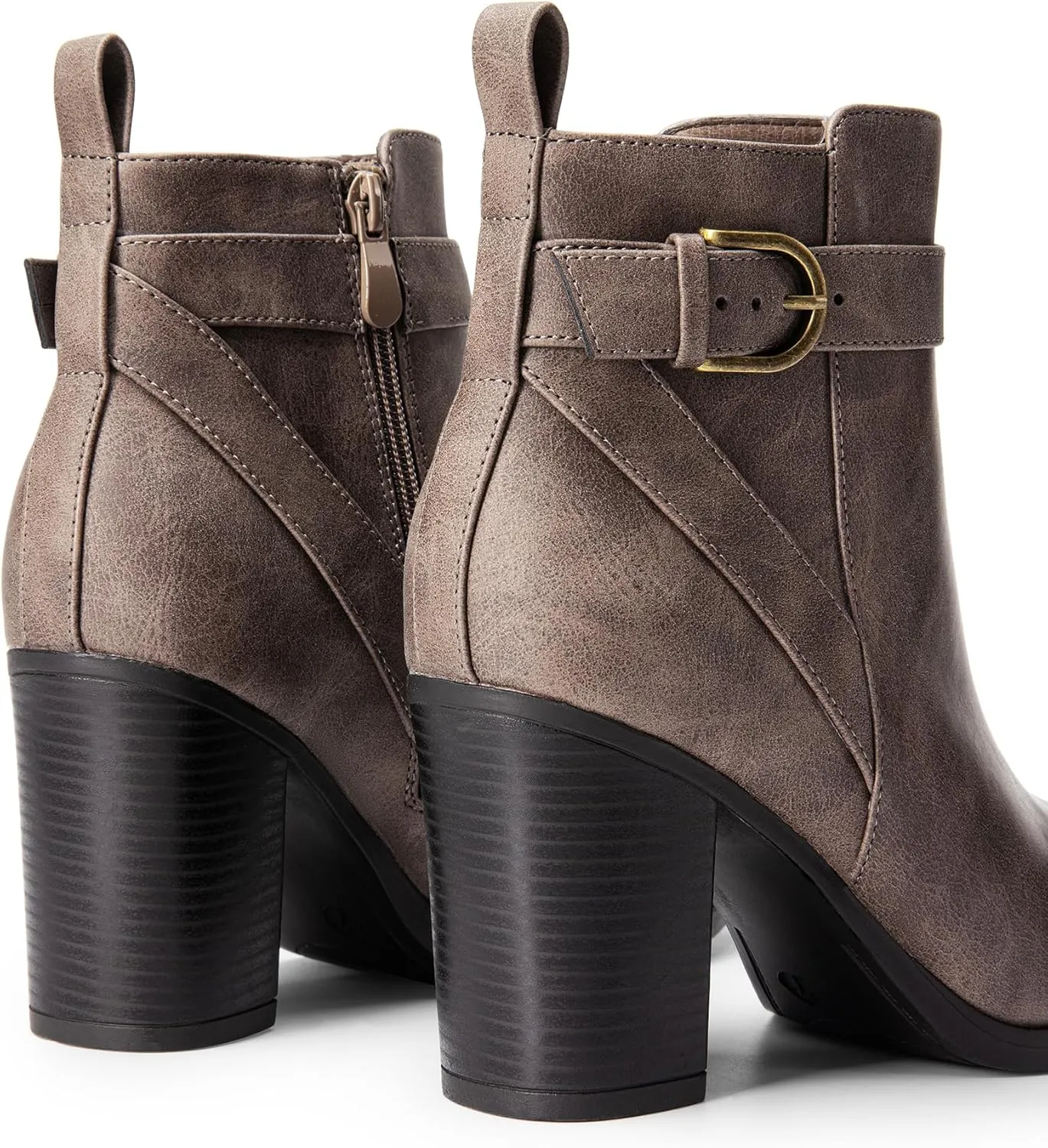 DREAM PAIRS Women's Chunky High Heel Ankle Boots Round Toe Fall Short Booties Shoes