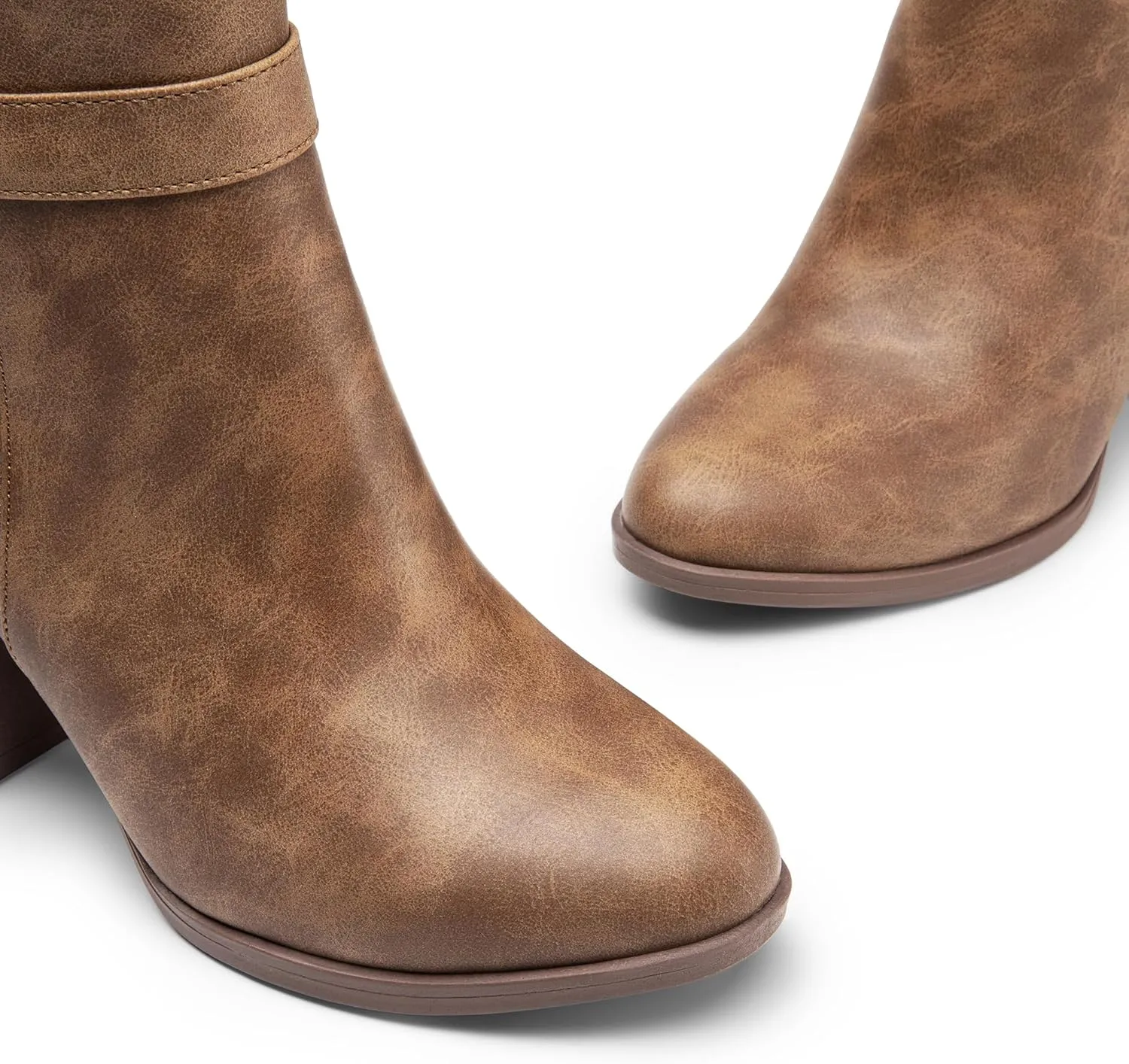 DREAM PAIRS Women's Chunky High Heel Ankle Boots Round Toe Fall Short Booties Shoes
