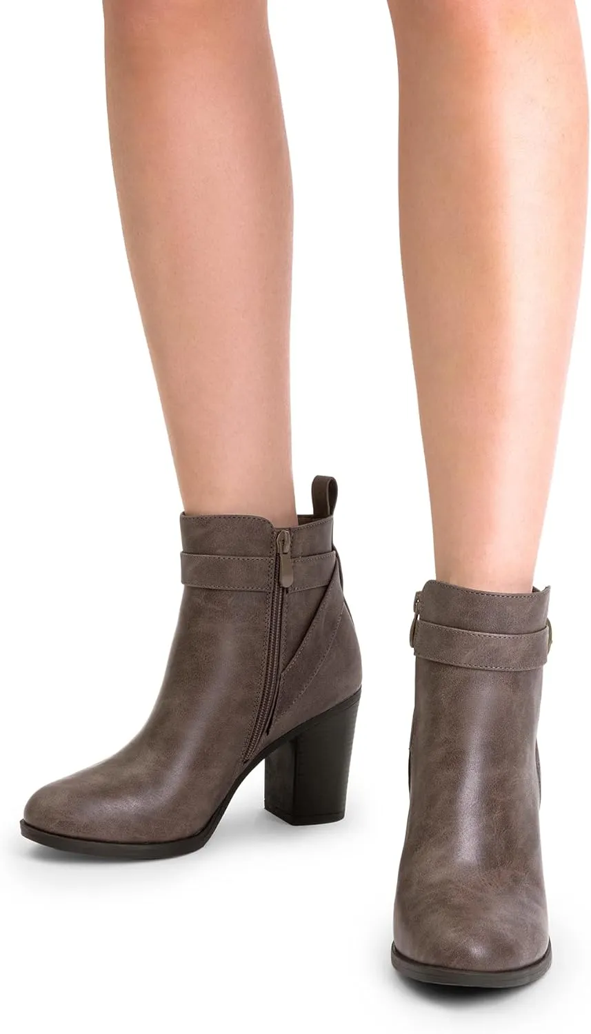 DREAM PAIRS Women's Chunky High Heel Ankle Boots Round Toe Fall Short Booties Shoes