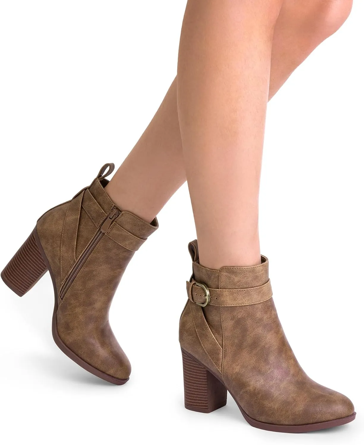 DREAM PAIRS Women's Chunky High Heel Ankle Boots Round Toe Fall Short Booties Shoes