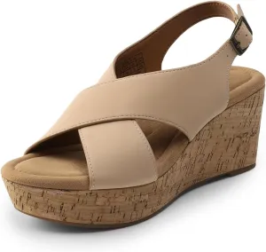 DREAM PAIRS Women's Comfortable Ankle Strap Platform Wedge Sandals for Women Casual Dressy Summer