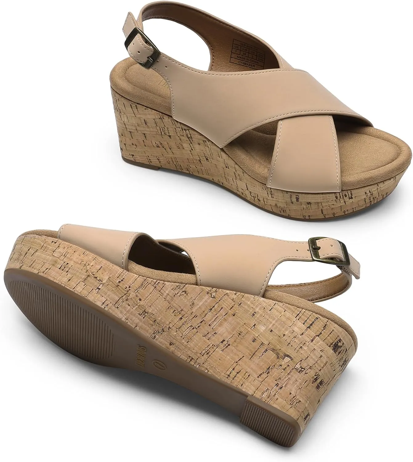 DREAM PAIRS Women's Comfortable Ankle Strap Platform Wedge Sandals for Women Casual Dressy Summer
