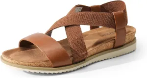 DREAM PAIRS Women's Comfortable Low Wedge Sandals, Open Toe Slip On Strappy Flat Sandals Light-weight Summer Shoes