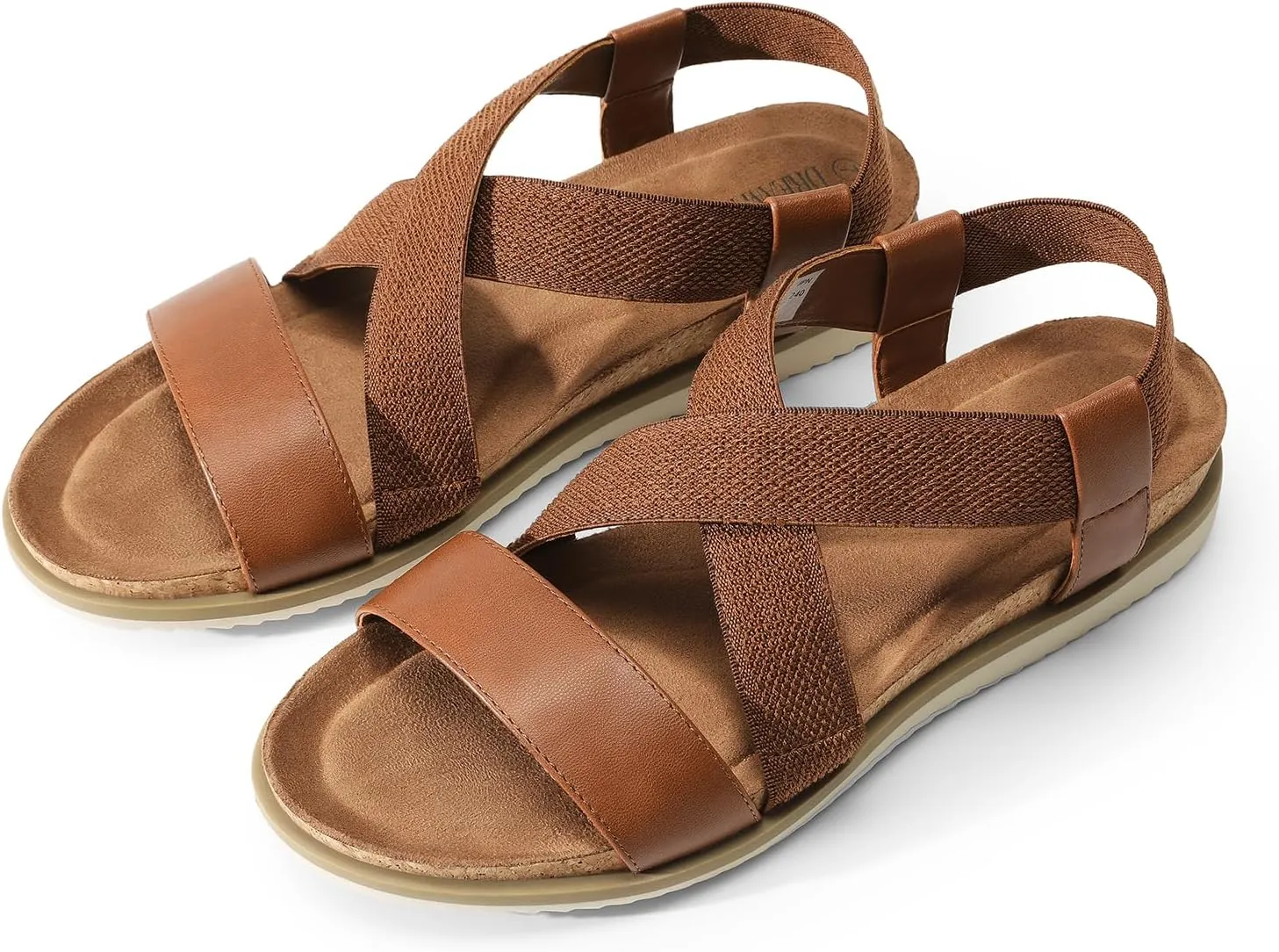 DREAM PAIRS Women's Comfortable Low Wedge Sandals, Open Toe Slip On Strappy Flat Sandals Light-weight Summer Shoes